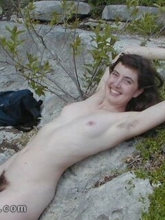 Hairy pits and cooter on Rachel in the amazing outdoors