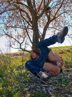 Nubile girl Idoia having fun celebrating spring outdoor