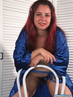 ukranian teen exploring her half naked hairy burger on a sofa