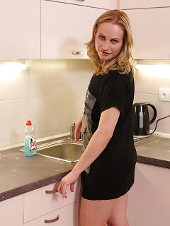 Renata Dildo-fucks In Kitchen