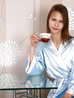 Wake Up And Have A Morning Tea With The Sensational And Bushy Witch Beata. Guess What She Is Hiding Under Her Silk Robe And Panty?..