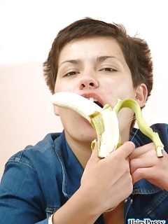 Blonde Slender Doll Posing And Shamefully Exhibiting Her Unshaved Area