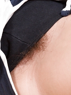 The Delicate And Superb Latina Sally Is On Her Kitchen, While In Her Stripy Dress