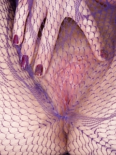 Aston Wilde Looks Amazing In Her Purple Nylons, And Reveals Her Young Hairy Clam Underneath Them