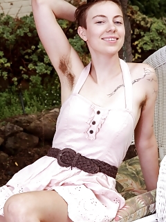 After Relaxing Around On Her Deck, Agnes Admires Her Unshaved Armpits And Then Wants To Play Touch Up Her Hairy Gap Pictures